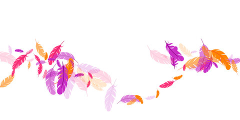 Obraz na płótnie Canvas Orange purple pink red feather floating background