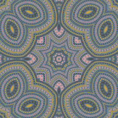 Arabian traditional geometric vector seamless motif. Wallpaper patchwork design. Decorative dutch pattern. Interior print design. Circles and lines composition.