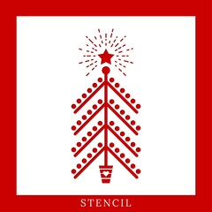 Decorative Christmas tree stencil. Template for journal, invitations, walls, wood and rocks art, cards DIY projects. Suitable for laser cutting, plotter cutting. Winter holiday design template. 