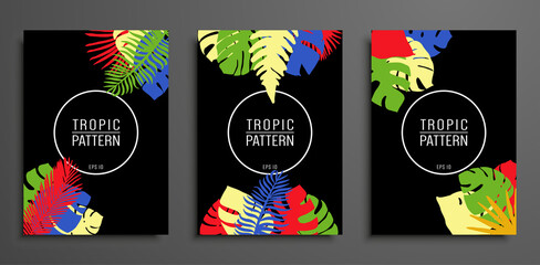 Tropic covers set. Cool floral patterns design. Eps10 vector.