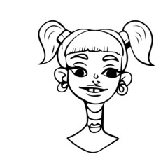 Vector design for backgrounds and fabrics is open.Cute girl's face