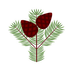 Obraz premium twig with cones isolated on white background