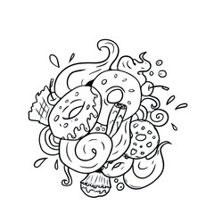 Vector design for postcard backgrounds and fabrics.Doodle design