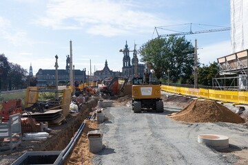 Road  construction, work, building, excavator