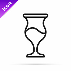 Black line Jewish goblet icon isolated on white background. Jewish wine cup for kiddush. Kiddush cup for Shabbat. Vector
