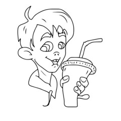 Vector design for postcard backgrounds and fabrics.Funny boy with food