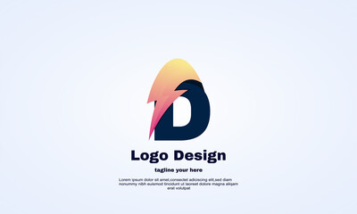 vector initial d and flash logo design abstract