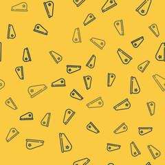 Blue line Military beret icon isolated seamless pattern on yellow background. Soldiers cap. Army hat. War baret. Vector