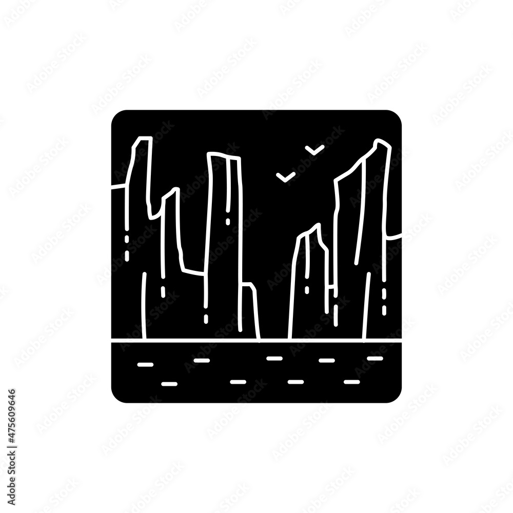 Poster canyon line color icon. isolated vector element. outline pictogram