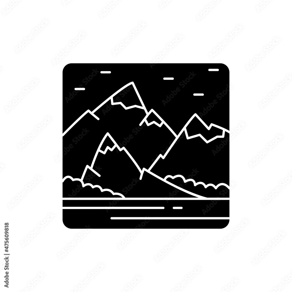 Poster rocks landscape line color icon. isolated vector element. outline pictogram
