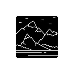 Rocks landscape line color icon. Isolated vector element. Outline pictogram
