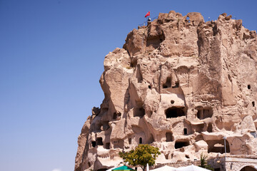Cappadocia, Anatolia, Turkey.Aerial view of Goreme National Park, Rock formations of Cappadocia...