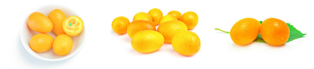 Collection of kumquats isolated on a white background