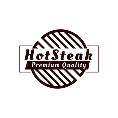 A vintage HotSteak Premium Quality logo design for restaurants and food brands.