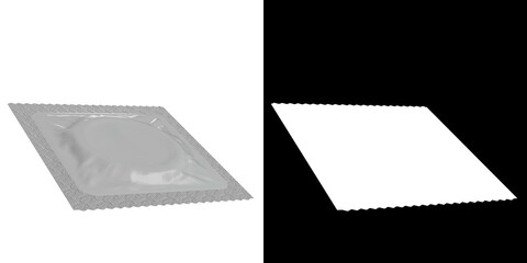 3D rendering illustration of a condom wrapped
