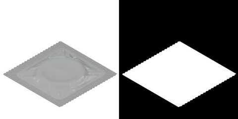 3D rendering illustration of a condom wrapped