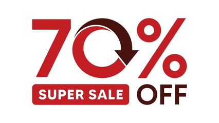 Discount up to 70 percent, banner template design with down arrow, special offer flash sales promotion. vector template illustration