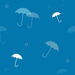 Fototapeta na wymiar white and blue umbrella and polka dot seamless background for fabric pattern