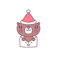 Adorable bear with love letter celebrate Christmas illustration. Vector graphics for t-shirt prints and other uses.