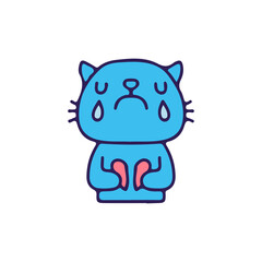 Cat cry and holding broken heart. illustration for t shirt, poster, logo, sticker, or apparel merchandise.