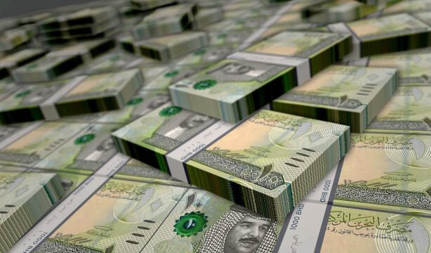 Bahrain Dinar money banknotes pack 3d illustration