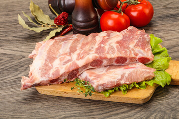 Raw pork ribs for cooking