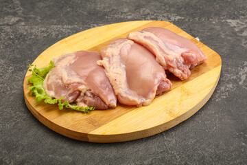 Raw chicken boneless and skinless leg