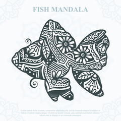 Boho style decorative Fish. Design For Coloring Book