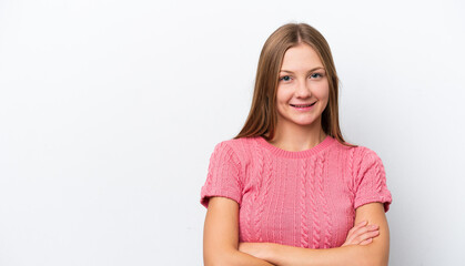 Young Russian woman isolated on white background keeping the arms crossed in frontal position