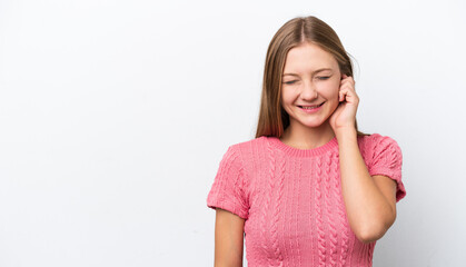Young Russian woman isolated on white background laughing