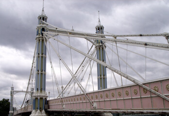 Scenic shot of the Albert Bridge on the River Thames in London, United Kingdom