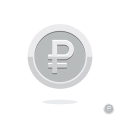 Obraz premium Russian ruble coin. Coin icon. Vector money symbol. Bank payment symbol. Symbol ruble. Flat isolated illustration. Silver coin. Currency exchange. Financial operations. Cash icon. Ruble sign. Silver