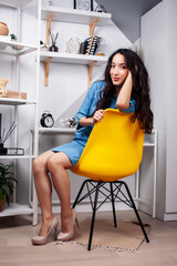 young pretty asian woman working at home office during covid isolation, lifestyle people concept