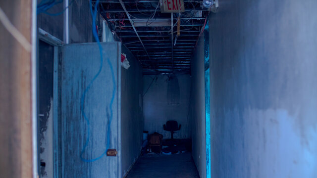 Inside a building that was distroyed by fire