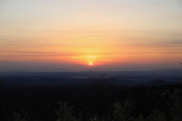 Obraz premium 霧島から見える美しい夕日