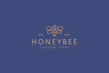 Obraz na płótnie Canvas Honey Bee Sweet Simple Line Logo Concept