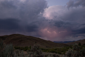 Lightning Over Idaho Mountains