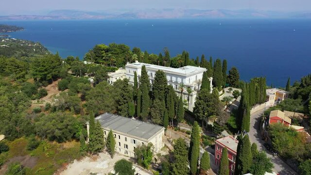 Achilleion palace in Corfu Island, Greece, built by Empress of Austria Elisabeth of Bavaria, also known as Sisi. The Achilleion palace in Corfu, Greece.