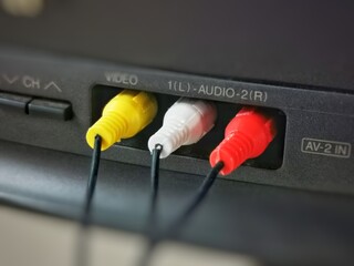 RCA connectors 3 colour AV cable media tv for video and stereo sound.