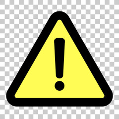 Exclamation mark icon about warning, danger and caution with transparent background. Vector.