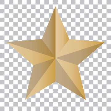 Shiny and realistic gold star icon. Vector with transparent background.
