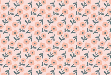 ピンクの花柄のピンク背景の壁紙
