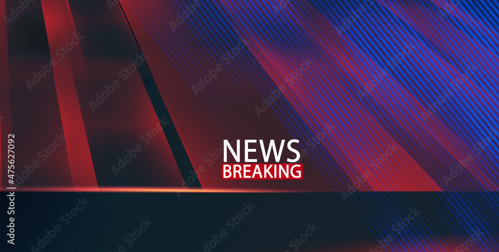 Poster 3d rendering of an abstract breaking news background concept with red and blue diagonal lines