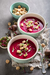 Red borsch soup as hot and healthy starter.