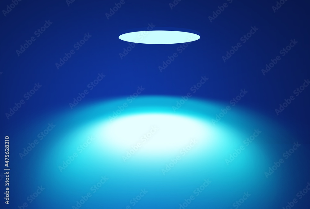 Poster 3d rendering of a light effect on a blue background