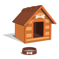 Wooden dog house design on white background
