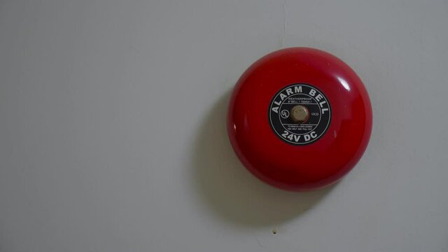 fire alarm. alarm bell. hotel. close-up. fire alarm red bell.