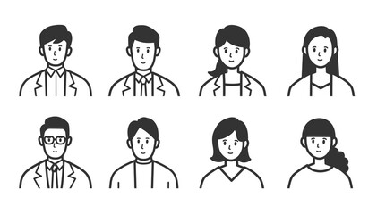 単色ビジネスパーソンのアバターアイコンイラスト素材