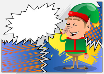 Christmas Elf with sympathy. Vector cartoon character illustration of Santa Claus's little worker, helper.