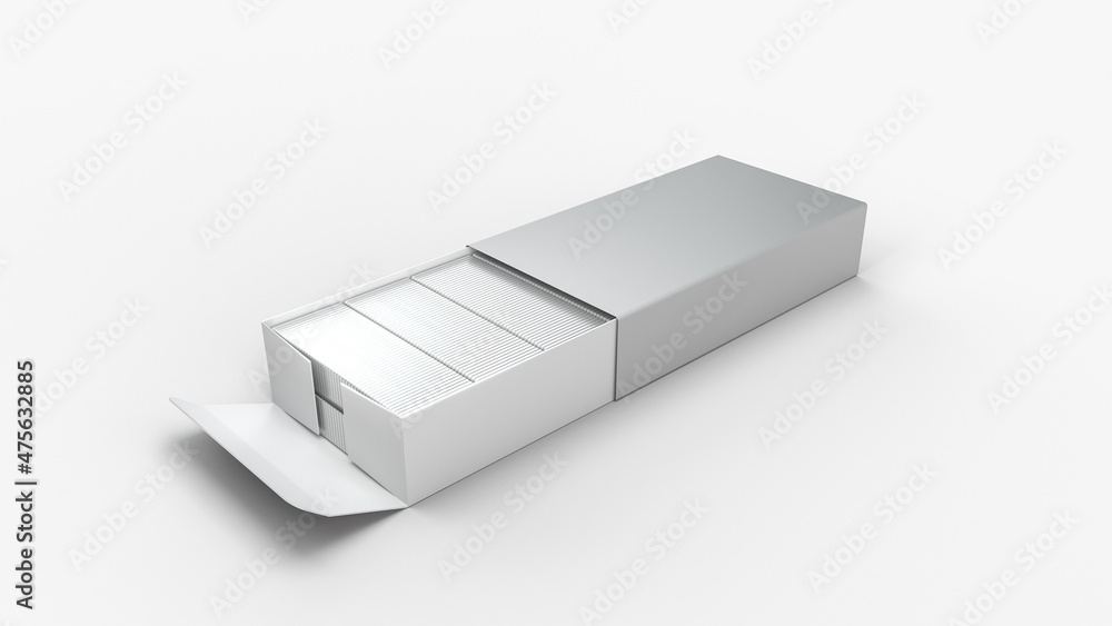 Poster 3d rendering of a staple box isolated in the white background